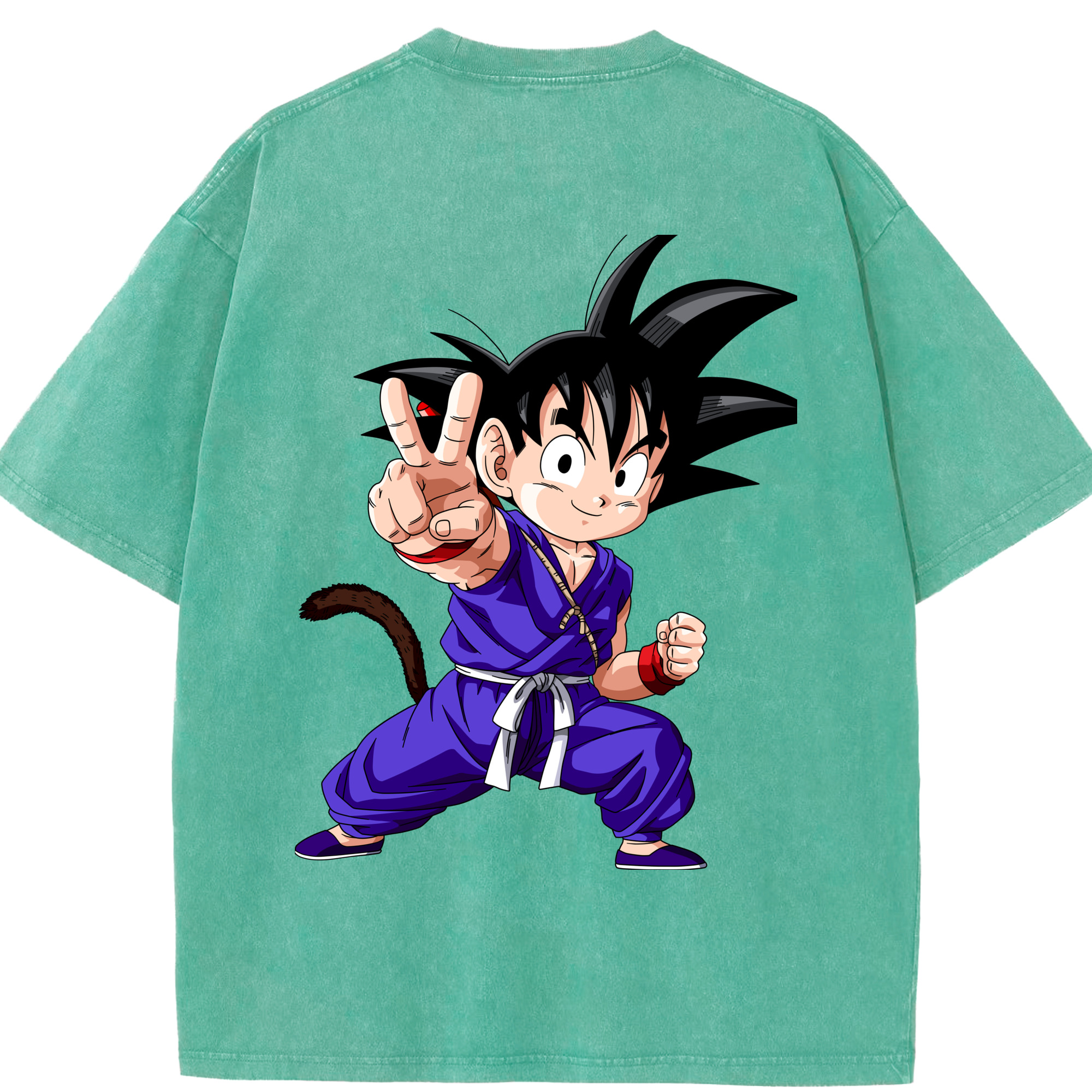 （画像用） ドラゴンボール 孫悟空（そん ごくう）Son Goku カカロット DRAGON BALL Kakarotto 綿100% ヴィンテージ風 半袖Tシャツ（背面プリント）